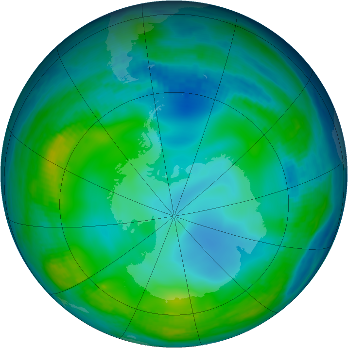 Antarctic ozone map for 09 June 1999